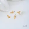 Colgante de Corazón, Estrella de Cinco Puntas, Trébol y Corona Chapado en Oro Blanco de 14K con Circonia Incrustada y Soporte para Pin de Perla Accesorios Hechos a Mano para DIY