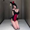Pinxian Lingerie Sexy Halloween Sexy Decote Profundo Fofo Freira Bruxa Camisola Transparente Roupa de Saia Curta E1003