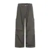 11Kn Pantalones Cargo de Paracaidista Plisados Estilo Retro Americano Unisex Diseño con Cordón Deportivos Rectos Sueltos de Pierna Ancha Casuales