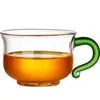 Taza de Té Kung Fu Personal Resistente al Calor con Asa, Taza Individual de Vidrio, Taza Pequeña para Degustación de Té, Juego de Té, Caja de Regalo Soplada a Mano