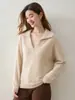 Suéter Nuevo de Cachemir Tejido con Cuello en V de Estilo Simple para Mujer Jumper Holgado Adelgazante Versátil
