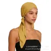 Chapéu Turban Curvo Transfronteiriço Amazon Novo Elástico Duas Caudas Algodão Puro Estilo Chapéu Pulôver Plissado Cor Sólida Touca