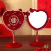 Espejo de Maquillaje de Dote de Boda Caja de Regalo Par Rojo Alegría de la Partida de la Novia Dote de la Novia Suministros de Boda Lista Completa