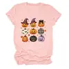 Amazon eBay site independente moda casual feminina chapéu mágico de abóbora estrela de cinco pontas gola redonda camiseta de manga curta