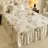 Falda de cama de algodón puro engrosada, fresca y simple, pieza única, sábana bajera antideslizante, funda protectora para colchón, funda de algodón puro cepillado Simmons