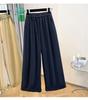 Tamanho grande Feminino Verão Cintura Alta Cintura Desleixada Moda Casual Calças de Perna Larga Femininas Calças Soltas Retas com Cadarço Calças Cropped da Moda