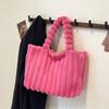 Bolsa de Hombro Grande de Verano, Nuevo Bolso de Mano de Color Sólido Estilo Coreano, Bolsa de Felpa Simple para Estudiantes y Viajes Diarios, Venta al por Mayor