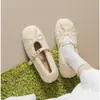 Novos sapatos Mary Jane de bico quadrado com design de laço para mulheres, 2026, quentes e aconchegantes para outono e inverno, com forro de pelúcia e fivela de couro