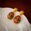 Pendientes Vintage, Pendientes de Flor con Diamantes de Colores y Aguja de Plata, Fabricante de Pendientes de Lujo Ligero Estilo Francés