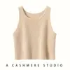 Chaleco de cachemira, nuevo estilo otoño e invierno para mujer, corte ajustado, acanalado, cuello redondo, sin mangas, color liso, capa interior de punto suave