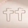 Pendientes de Cruz Metálicos de Aguja Plateada Transfronterizos Europeos y Americanos, Pendientes Minimalistas Huecos, Pendientes de Lujo Ligero de Alta Gama con un Diseño Único
