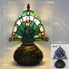 Nueva Lámpara de Mesa Tiffany Estilo Retro Americano Sala de Estar Estudio Lámparas Artesanales de Vidrio de Colores Pantalla de Lámpara Lámpara de Mesa Americana