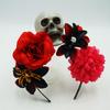 Diadema con rosas de imitación para Halloween, tocado de calavera, diadema de terror para fiesta de muertos vivientes, venta al por mayor de fábrica