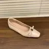 Primer Encuentro con la Temporada: Zapatos Planos Elegantes de Gamuza con Lazo Oculto, Nuevos para Primavera y Otoño, Slip-On de Piel Suave para Mujer, para el Trabajo