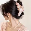 Grampo de Cabelo Bolha Plissado de Cetim de Tecido de Alta Qualidade para Mulheres, Acessório de Cabelo Versátil de Luxo Leve, Presilha Tiburão para Penteado no Topo da Cabeça