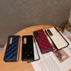 Funda plegable para Samsung Z Fold5, de piel brillante, con diseño rombal y bordado para mujer, ZFOLD4