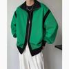Chaqueta de Doble Cremallera para Hombre Otoño e Invierno Suelta Moderna Marca Ins Estilo Hong Kong Chaqueta de Combinación de Colores Moderna Casual Top de Punto para Hombre