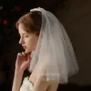 Velo de novia, tocado de alta gama para vestido de boda, accesorio para sesión de fotos de boda, lazo, accesorio de vestido de tul liso