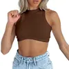 Novo Top Cropped de Tricô Canelado Sem Mangas com Gola Redonda Sexy Feminino Europeu e Americano Amazon