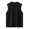 Colete Masculino de Cor Sólida para o Verão, Gola Redonda, Sem Mangas, Respirável, Solto, Fenda Lateral, Estilo Básico, Luxo Leve, Casual, Diário