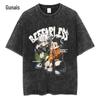 Comércio exterior atacado manga curta camiseta masculina verão americano retrô pesado algodão all-match LAZADA camiseta solta ins