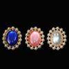 Nuevos accesorios de aleación con perla, diamantes de imitación, disco ovalado, hebilla de diamante, tocado de novia hecho a mano, accesorios de abanico redondo, material