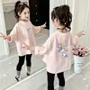 Camiseta de Manga Longa para Meninas Primavera e Outono 2026 Nova Moda Camiseta Básica para Crianças Maiores 100% Algodão Puro Top com Gola Redonda
