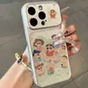 Capa de celular Cartoon Crayon Shin-chan adequada para iPhone 16 Pro Max e Apple 17, capa de mudança instantânea galvanizada