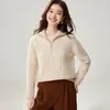 Meia-zip 35% cashmere 2026 outono/inverno novo feminino gola alta meia torcida malha base suéter quente elegante