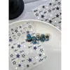Pegatina para Uñas Hot Silver Estrella Vaquera del Milenio Y2K Azul Gris Exquisita Calcomanía Hueca para Decoración de Uñas con Adhesivo