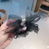 Corda de Cabelo Laço de Renda Preta Feminina Estilo Coreano Popular na Internet Super Fada Corda de Cabelo Anel de Cabelo de Pérola Elegante Francês Elástico