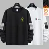 380 gramasMoletom com forro de fleece masculino estilo outono e inverno solto versátil pulôver gola redonda top casual jaqueta sem capuz