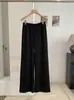 Pantalones Casuales Fluidos de Otoño KEKEZOON con Cintura Alta Elástica y Cordón, Pantalones de Pierna Recta de Color Sólido hasta el Suelo 9142