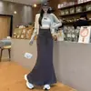 Rebajas~Falda Midi de Otoño e Invierno para Estudiantes, Ajustada y con Caída, Falda de Cola de Pez que Ceñe la Cadera