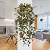 Colgante de pared de planta verde artificial Amazon transfronterizo decoración del hogar planta verde falsa pothos adorno de hoja de vid planta artificial