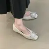 Zapatos Elegantes de Estilo Francés con Hebilla Cuadrada de Pedrería, Forro de Polar, Slip-On para Mujer, con Aumento Oculto de Altura, Boca Baja y Adecuados para el Trayecto al Trabajo