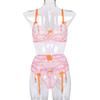 Fuente de Comercio Exterior Europa y Estados Unidos Nueva Ropa Interior Sexy Sexy para Damas Conjunto de Tres Piezas de Malla Amor Perspectiva