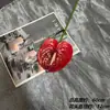 Decoração de flor artificial tom avermelhado em haste única, bola de flor para corredor de flor de seda, material para arranjo de flor de mesa para restaurante e casamentos ao ar livre