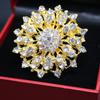 Broche de aleación coreana con diamantes de imitación, lleno de diamantes, broche de flor con patrón de rosa y tachuelas.