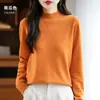 Comércio eletrónico transfronteiras: Suéter novo outono/inverno 2026, uma blusa de malha de manga comprida, gola redonda levemente alta, para usar em camadas