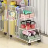 Cesta de armazenamento para tapete de yoga, cesta de armazenamento para equipamentos esportivos e de fitness com rodas, prateleira de armazenamento para uso doméstico no vão lateral do armário atrás da porta
