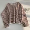 Sudadera de Rayas Informal de Estilo Coreano Perezoso, Nueva para Primavera y Otoño 2026, Top Holgado Versátil para Mujer