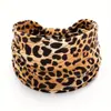 Otoño e Invierno Dulce Cool Chica Estampado de Leopardo Banda Deportiva para el Cabello Nudo Europeo y Americano Borde Ancho Banda Elástica para el Cabello Turbante Absorbente de Sudor