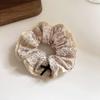 Goma para el Pelo de Algodón y Lino con Lazo Floral y Borde de Encaje, Sujetador para Cola de Caballo, Accesorio para Moño, Estilo Perezoso, Estilo Coreano, Tamaño Grande