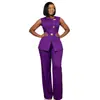 Ropa Femenina Transfronteriza Europea y Americana Otoño 2026 Nueva Moda Color Sólido Cuello Redondo Chaleco Superior Pantalones de Pierna Ancha Traje Casual