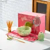 Tazón de Matcha de Corazón Cerámico con Pico Juego de Té Matcha Japonés Juego de 7 Piezas Tazón Batidor de Té Caja de Regalo Suministro Exclusivo Transfronterizo
