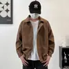 Chaqueta de cuero retro americana marrón con cuello alto para motociclista para hombre, nueva tendencia de otoño e invierno, marca, holgada, casual, chaqueta de cuero PU