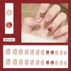 Uñas Postizas de Moda Estilo Ins Europeo y Americano, Color Rojo Retro Borracho, Ojo de Gato Francés, Degradado, Simples, Desmontables, Portátiles, 30 Piezas