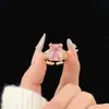 Anillo de Flor de Pedrería Colorida Romántica de Primavera y Verano, Anillo de Moda de Nicho de Lujo Ligero Exquisito de Alto Valor Creativo de Gama Alta