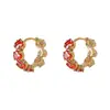 Pendientes de Aro Doble Exquisitos de Moda Japonesa y Coreana de Lujo Ligero con Circonita, Temperamento Nicho, Simples, Versátiles, de Gama Alta, Súper Brillantes para Mujer